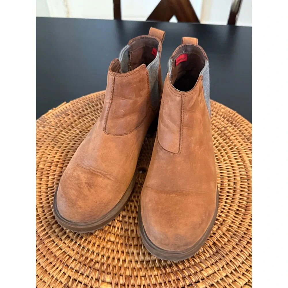 Sorel Emelie Chelsea Boots Women's Brown Waterproof Leather Ankle‎ Lug Sole